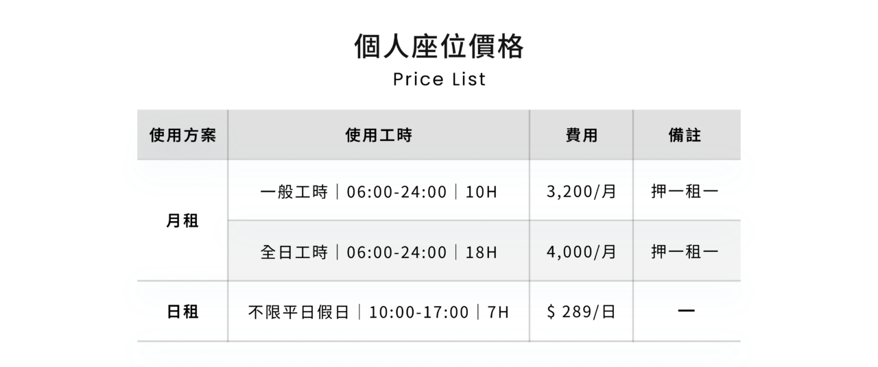 個人座位,個人座位價格,個人價格,