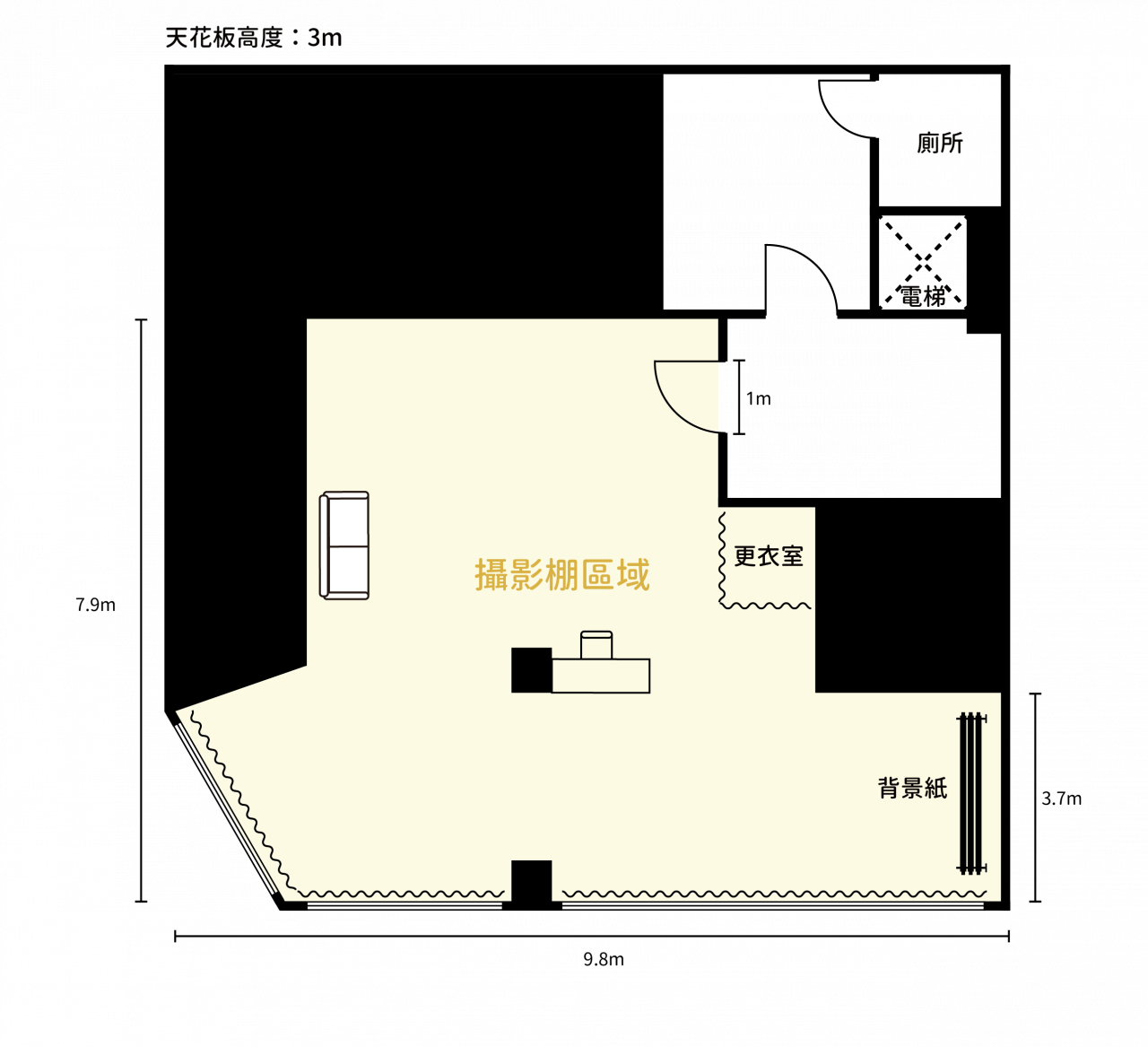 獨立攝影空間，包棚使用不怕被打擾!